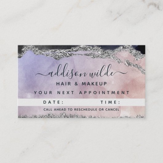 Signature Script Waterverf Paars Black Silver Afsprakenkaartje (Voorkant)