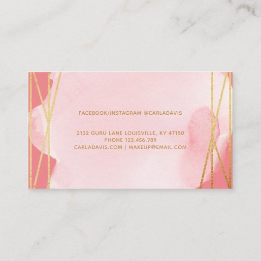 Signature Script Waterverf roze Gold geometric Visitekaartje (Achterkant)