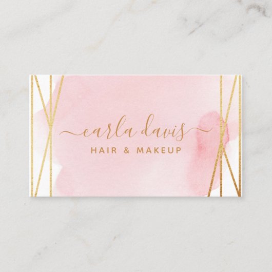 Signature Script Waterverf roze Gold geometric Visitekaartje (Voorkant)