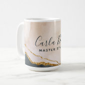 Signature Script Waterverf roze zwarte gouden marm Koffiemok (Voorkant links)