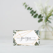 Signature Script Waterverf Tropical Greenery Gold Visitekaartje (Staand voorkant)
