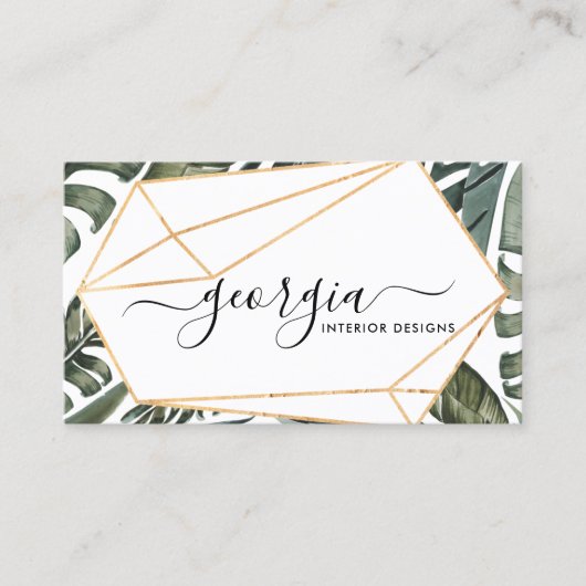 Signature Script Waterverf Tropical Greenery Gold Visitekaartje (Voorkant)