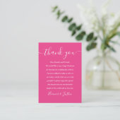 Signature Script Wedding Hot Pink Bedankt Plaatskaartje (Staand voorkant)