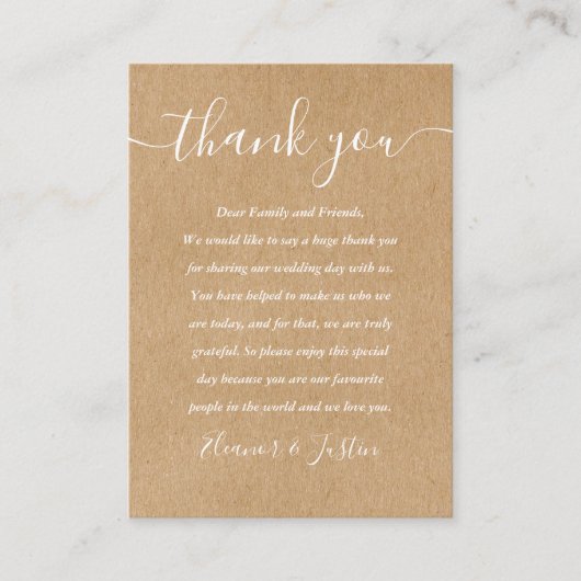 Signature Script Wedding Rustic Dank je Plaatskaartje (Voorkant)