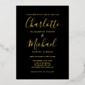 Signature Script Weduwing Black and Gold Photo Folie Uitnodiging (Voorkant)