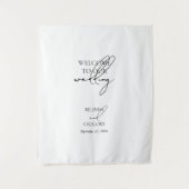 Signature Script Welcome Wedding Fabric Sign Wandkleed (Voorkant)