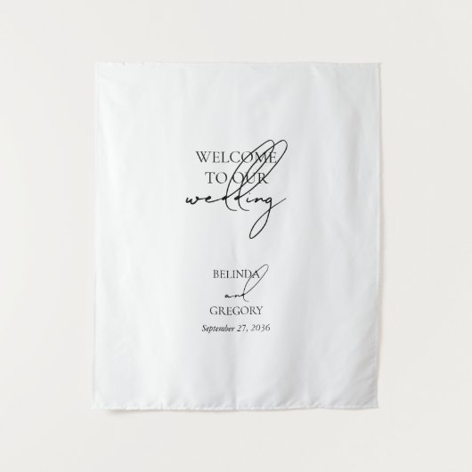 Signature Script Welcome Wedding Fabric Sign Wandkleed (Voorkant)