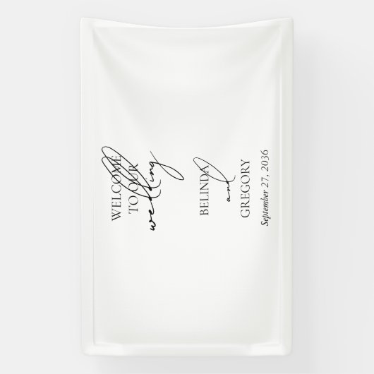Signature Script Welcome Wedding Hanging Spandoek (Verticaal)