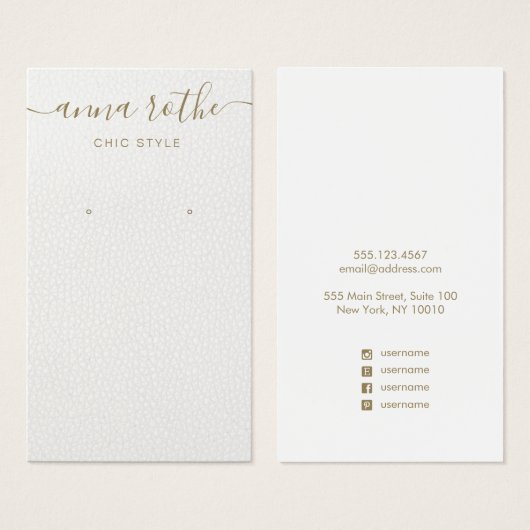 Signature Script White Earring Display Kaart (Voorkant /achterkant)