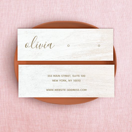 Signature Script White Wood Earring Display Mini B Visitekaartje