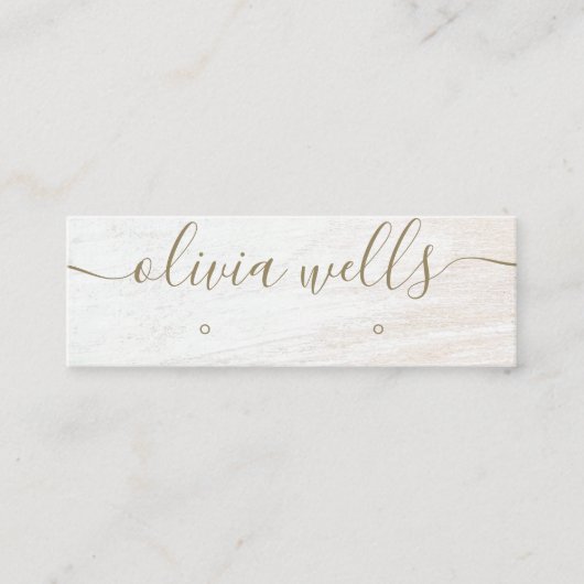 Signature Script White Wood Earring Display Mini Visitekaartje (Voorkant)