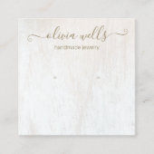 Signature Script White Wood Earring Display Square Vierkante Visitekaartje (Voorkant)