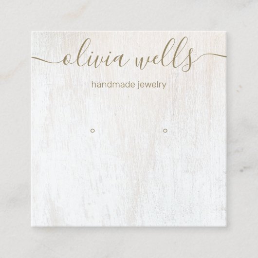Signature Script White Wood Earring Display Square Vierkante Visitekaartje (Voorkant)