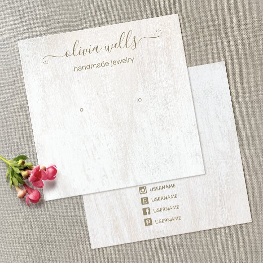 Signature Script White Wood Earring Display Square Vierkante Visitekaartje