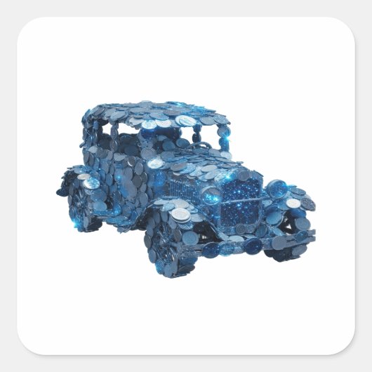 Signature Silver BLUE COIN CAR Cadeau Sticker (Voorkant)