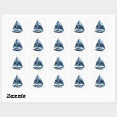 Signature Silver BLUE GLASS SAILBOAT Sticker Afdru (Vel)