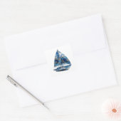 Signature Silver BLUE GLASS SAILBOAT Sticker Afdru (Envelop)