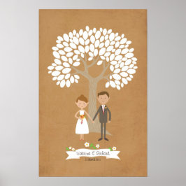 Signature Tree met Cartoon Couple Portret Poster