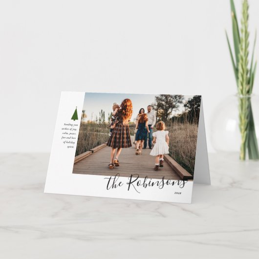 Signature Tree Single Photo Folded Holiday Kaart (Voorkant)