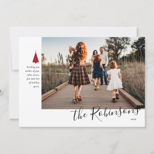 Signature Tree Single Photo Holiday Kaart (Voorkant)