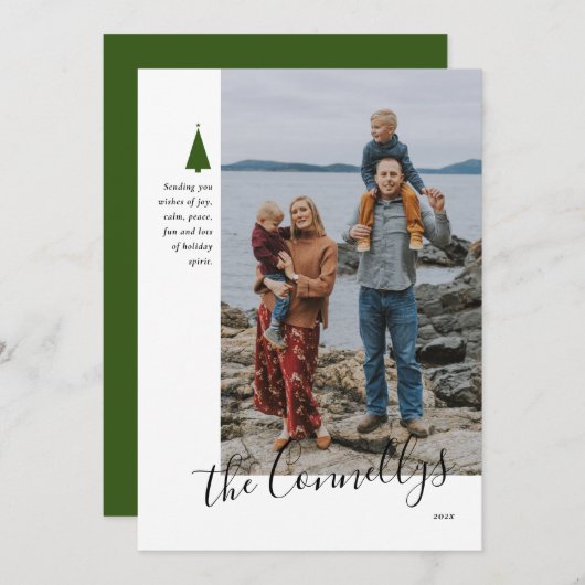 Signature Tree Single Photo Holiday Kaart (Voorkant / Achterkant)