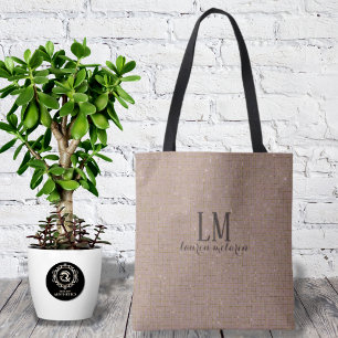 Signature True Taupe Monogram Tote met zachte glan Bag