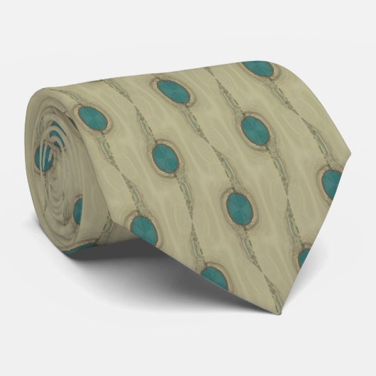 Signature Turquoise Macro Stippen Pattern Necktie Stropdas (Opgerold)