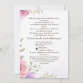 Signature Wedding Invitation Paarse flower Kaart (Achterkant)
