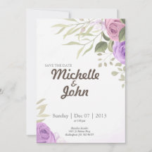 Signature Wedding Invitation Paarse flower