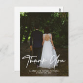 Signature | White Script Trouwfoto Dank u Briefkaart (Voorkant / Achterkant)