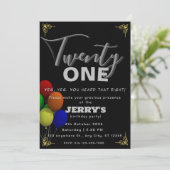 Signature Zwart met ballonnen verjaardag Kaart (Staand voorkant)