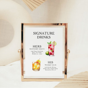 Signaturedrankjes Huwelijks Cocktail Menu Poster