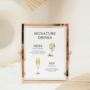 Signaturedrankjes Huwelijks Cocktail Menu Poster