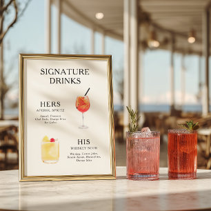 Signaturedrankjes Huwelijks Cocktail Menu Poster