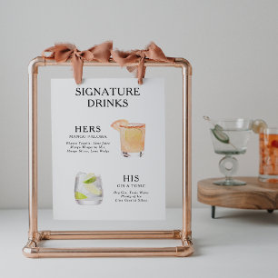 Signaturedrankjes Huwelijks Cocktail Menu Poster