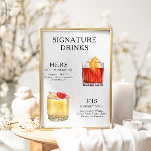 Signaturedrankjes Huwelijks Cocktail Menu Poster