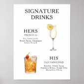 Signaturedrankjes Huwelijkscocktail Menuposter Poster (Voorkant)
