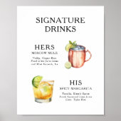 Signaturedrinks bruiloft cocktailmenu poster (Voorkant)