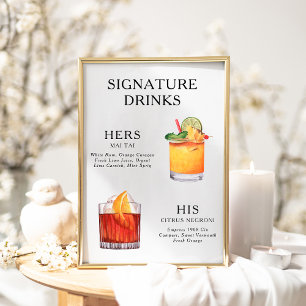 Signaturedrinks trouwcocktailmenu poster