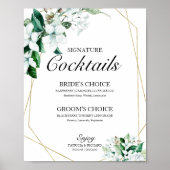 Signatuurcocktails Bloemige Geometrie Groenelement Poster (Voorkant)