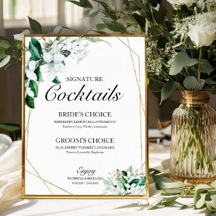 Signatuurcocktails Bloemige Geometrie Groenelement Poster