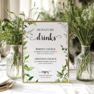 Signatuurdranken groen waterverf elegant poster