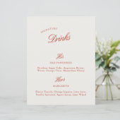 Signatuurdranken Vintage Red & Ivory Trouwmenu (Staand voorkant)