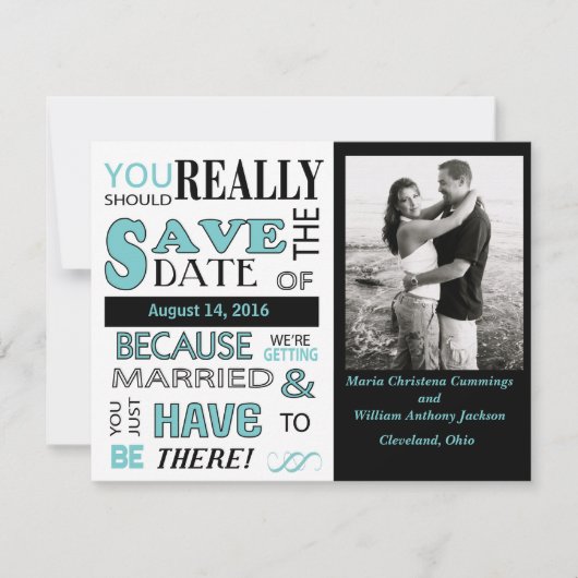 Signboard Bewaar de datum (blauw) Aankondiging (Voorkant)