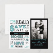 Signboard Bewaar de datum (blauw) Aankondiging (Voorkant / Achterkant)