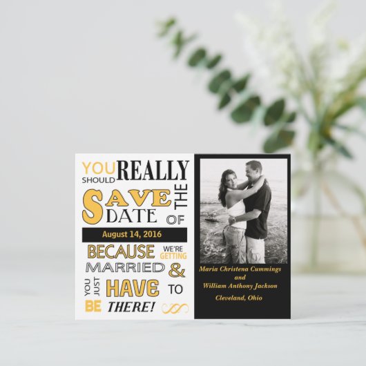 Signboard Bewaar de datum (geel) Aankondiging (Staand voorkant)