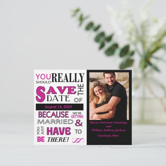 Signboard Bewaar de datum (roze) Aankondiging (Staand voorkant)