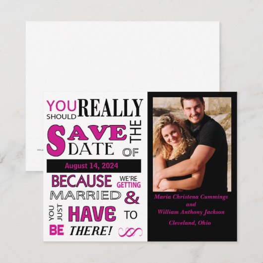 Signboard Bewaar de datum (roze) Aankondiging (Voorkant / Achterkant)