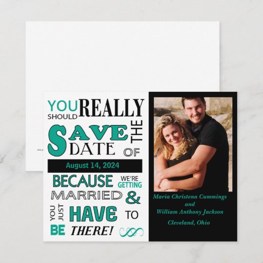 Signboard Bewaar de datum (Smaragd) Aankondiging (Voorkant / Achterkant)