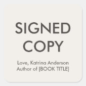 Signed Copy Book Author Authograph Indie Vierkante Sticker (Voorkant)